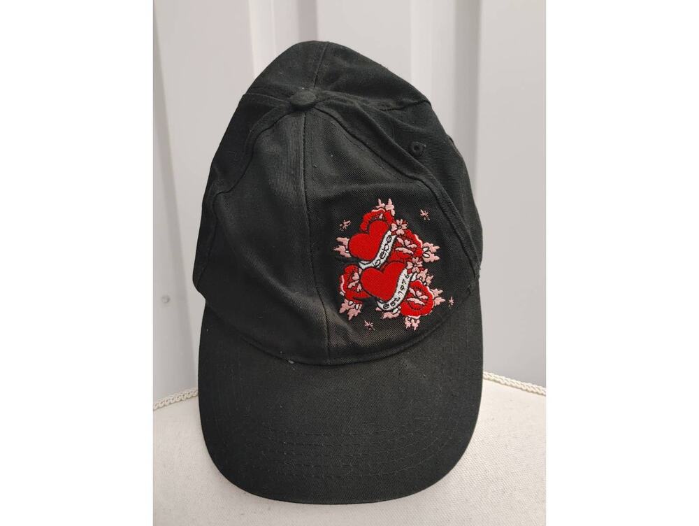 Bebe Hat Cap Y2K Embroidered Hearts One Size